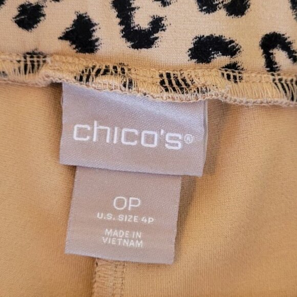 Chico's Leggings Tan Black Animal Print Soft Stretch Pants Womens SZ XS/4 Petite - Picture 5 of 10